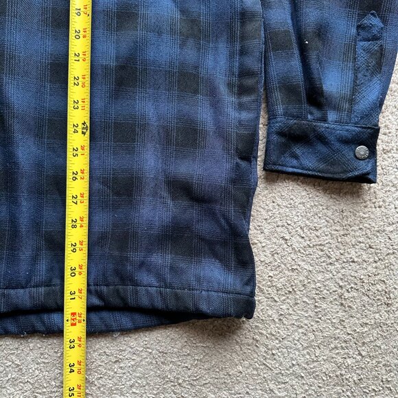 Dickies Jacket Mens XL Button Up Fleece Lined Blue Black Hood Pockets Workwear - Picture 10 of 12